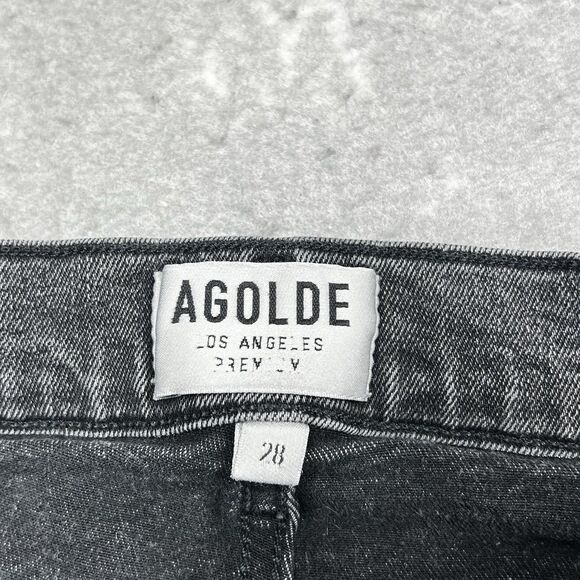 AGOLDE Jean Shorts Women’s 28 Light Denim High Rise Button Fly Cutoff Frayed - Picture 9 of 13